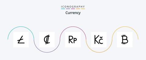 paquete de iconos de línea de moneda 5 que incluye . moneda . rico corona rupia vector