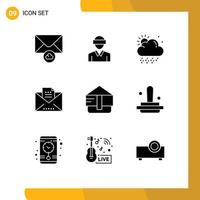 9 iconos creativos signos y símbolos modernos de elementos de diseño vectorial editables de borrador de carta de nube de bolso de mano vector