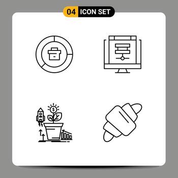 4 Line concept for Websites Mobile and Apps analysis sever graph data financial Editable Vector Design Elements