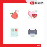 Pictogram Set of 4 Simple Flat Icons of apple plus favorite pros digital Editable Vector Design Elements