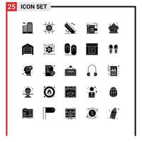 Universal Icon Symbols Group of 25 Modern Solid Glyphs of birthday reward comb present achievement Editable Vector Design Elements