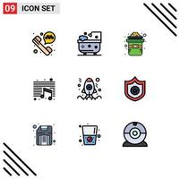 Modern Set of 9 Filledline Flat Colors Pictograph of development app hat school note Editable Vector Design Elements