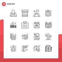 Set of 16 Modern UI Icons Symbols Signs for keyboard computer achievement timer clock Editable Vector Design Elements