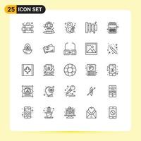 paquete de iconos de vector de stock de 25 signos y símbolos de línea para elementos de diseño de vector editables personalizados de música de día artificial de código
