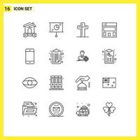 16 Outline concept for Websites Mobile and Apps gadget computers teamwork layout easter Editable Vector Design Elements