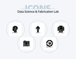 paquete de iconos de glifo de laboratorio de fabricación y ciencia de datos 5 diseño de iconos. estudiar. química. diagrama. red. humano vector