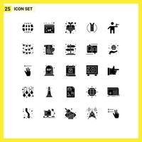 25 Thematic Vector Solid Glyphs and Editable Symbols of gunman location heart two way road Editable Vector Design Elements