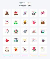 creativo paquete de iconos planos del día de san valentín 25, como ropa. sofá. tarjeta. lámpara. casar vector
