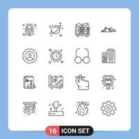 Stock Vector Icon Pack of 16 Line Signs and Symbols for earth nature news hill mountain Editable Vector Design Elements