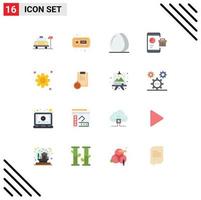 Modern Set of 16 Flat Colors Pictograph of gear seo drinks report business Editable Pack of Creative Vector Design Elements