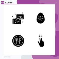 Editable Vector Line Pack of 4 Simple Solid Glyphs of images food camera easter no Editable Vector Design Elements