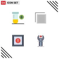 Stock Vector Icon Pack of 4 Line Signs and Symbols for add warning document interface app Editable Vector Design Elements