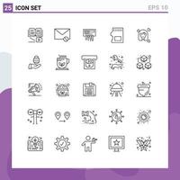 Universal Icon Symbols Group of 25 Modern Lines of girl storage spam sd radio Editable Vector Design Elements