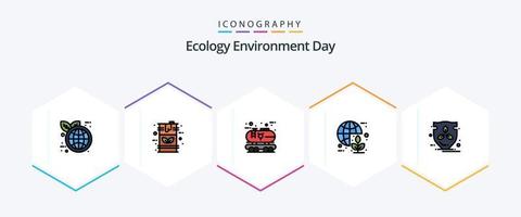 Ecology 25 FilledLine icon pack including energy. green. eco. earth. power vector