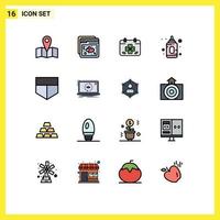 conjunto de 16 iconos modernos de la interfaz de usuario signos de símbolos para la aplicación proteger el alimentador de trébol elementos de diseño de vectores creativos editables para bebés