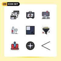 Universal Icon Symbols Group of 9 Modern Filledline Flat Colors of view layout city love bottle Editable Vector Design Elements