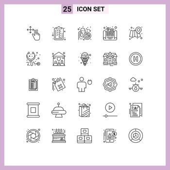 25 Line concept for Websites Mobile and Apps map web kidneys asset coins Editable Vector Design Elements