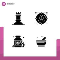 User Interface Pack of 4 Basic Solid Glyphs of chess pills font diet soup Editable Vector Design Elements