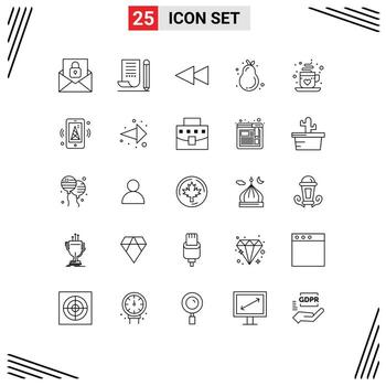 25 Universal Lines Set for Web and Mobile Applications love coffee scratch pad summer avocado Editable Vector Design Elements