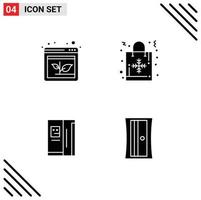 4 Universal Solid Glyphs Set for Web and Mobile Applications arrow refregerator increase gift freezer Editable Vector Design Elements