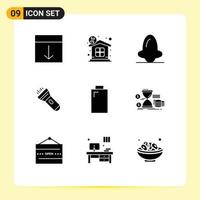 Universal Icon Symbols Group of 9 Modern Solid Glyphs of flash light property flashlight medicine Editable Vector Design Elements