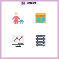 4 User Interface Flat Icon Pack of modern Signs and Symbols of child page mom browser webpage Editable Vector Design Elements