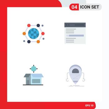 Pack of 4 creative Flat Icons of communication user internet engine box Editable Vector Design Elements