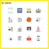 Pictogram Set of 16 Simple Flat Colors of spa bath growth park nature Editable Pack of Creative Vector Design Elements