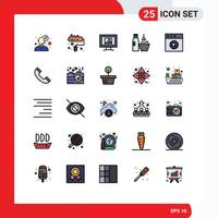 25 iconos creativos, signos y símbolos modernos de llamada, aplicación de fotos mac, elementos de diseño vectorial editables de maquillaje vector