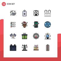 Pictogram Set of 16 Simple Flat Color Filled Lines of residences housing tag houses graph Editable Creative Vector Design Elements