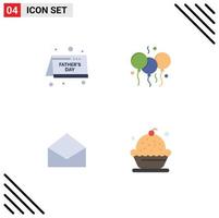Set of 4 Modern UI Icons Symbols Signs for calendar mail fathers day bloone open Editable Vector Design Elements