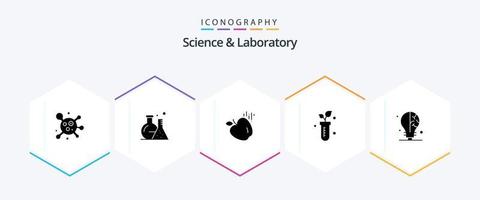 paquete de iconos de 25 glifos de ciencia que incluye . idea. alimento. bulbo. laboratorio vector