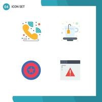 4 Thematic Vector Flat Icons and Editable Symbols of call centre medal cup holiday security Editable Vector Design Elements