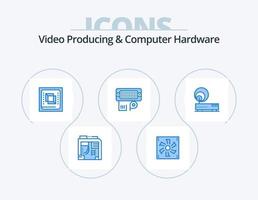 Video Producing And Computer Hardware Blue Icon Pack 5 Icon Design. input. connection. fan. adapter. hardware vector