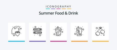 Summer Food and Drink Line 5 Icon Pack Including candy. food. fruit. lemon. sweet. Creative Icons Design vector