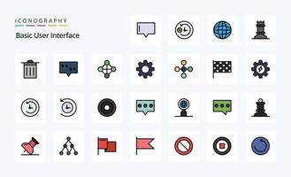 25 Basic Line Filled Style icon pack vector