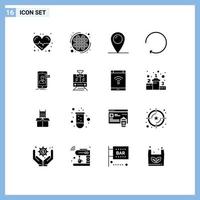 Pictogram Set of 16 Simple Solid Glyphs of meeting chat holiday rotate arrow Editable Vector Design Elements