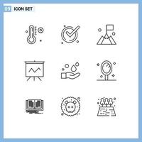 9 Creative Icons Modern Signs and Symbols of wash hand interface cleaning graph Editable Vector Design Elements