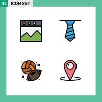 4 Creative Icons Modern Signs and Symbols of analytics location necktie baseball customer Editable Vector Design Elements