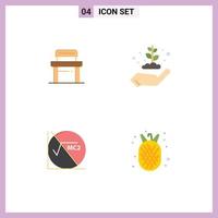 Group of 4 Modern Flat Icons Set for desk formula school energy education Editable Vector Design Elements