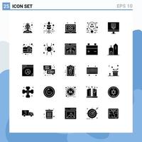 paquete de glifos sólidos de 25 símbolos universales de codificación de diseño portátiles elementos de diseño de vectores editables eléctricos verdes