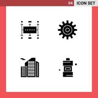 Solid Glyph Pack of 4 Universal Symbols of workflow building modern setting real Editable Vector Design Elements