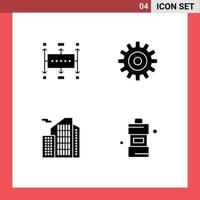 Solid Glyph Pack of 4 Universal Symbols of workflow building modern setting real Editable Vector Design Elements