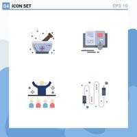 Modern Set of 4 Flat Icons and symbols such as bowl conference natural knowledge motivation Editable Vector Design Elements