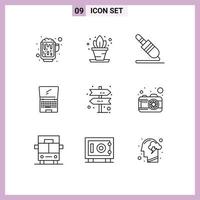 9 Thematic Vector Outlines and Editable Symbols of decision flip jack laptop monitor Editable Vector Design Elements