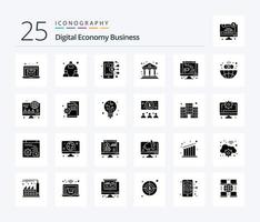 Digital Economy Business 25 Solid Glyph icon pack including speaker. finance. digital. economy. bank vector