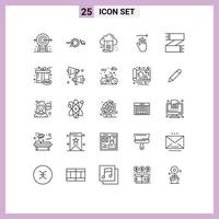 Line Pack of 25 Universal Symbols of up hand solar system computing document Editable Vector Design Elements