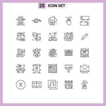 Line Pack of 25 Universal Symbols of up hand solar system computing document Editable Vector Design Elements