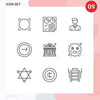 9 Universal Outline Signs Symbols of basic user two person happy Editable Vector Design Elements