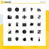 25 Thematic Vector Solid Glyphs and Editable Symbols of international tiny medicine small accuracy Editable Vector Design Elements